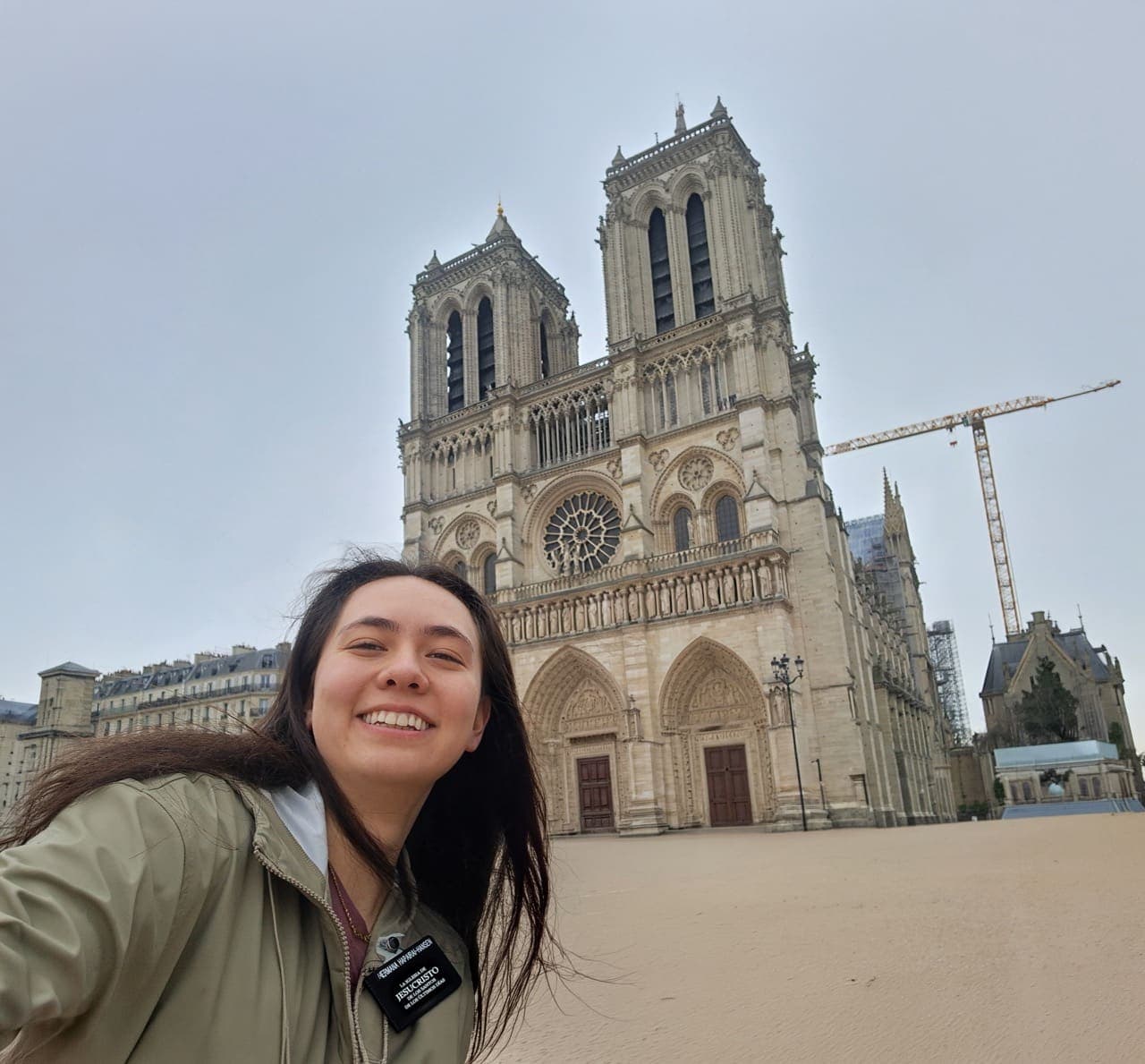 Hina wearing her coat in France
