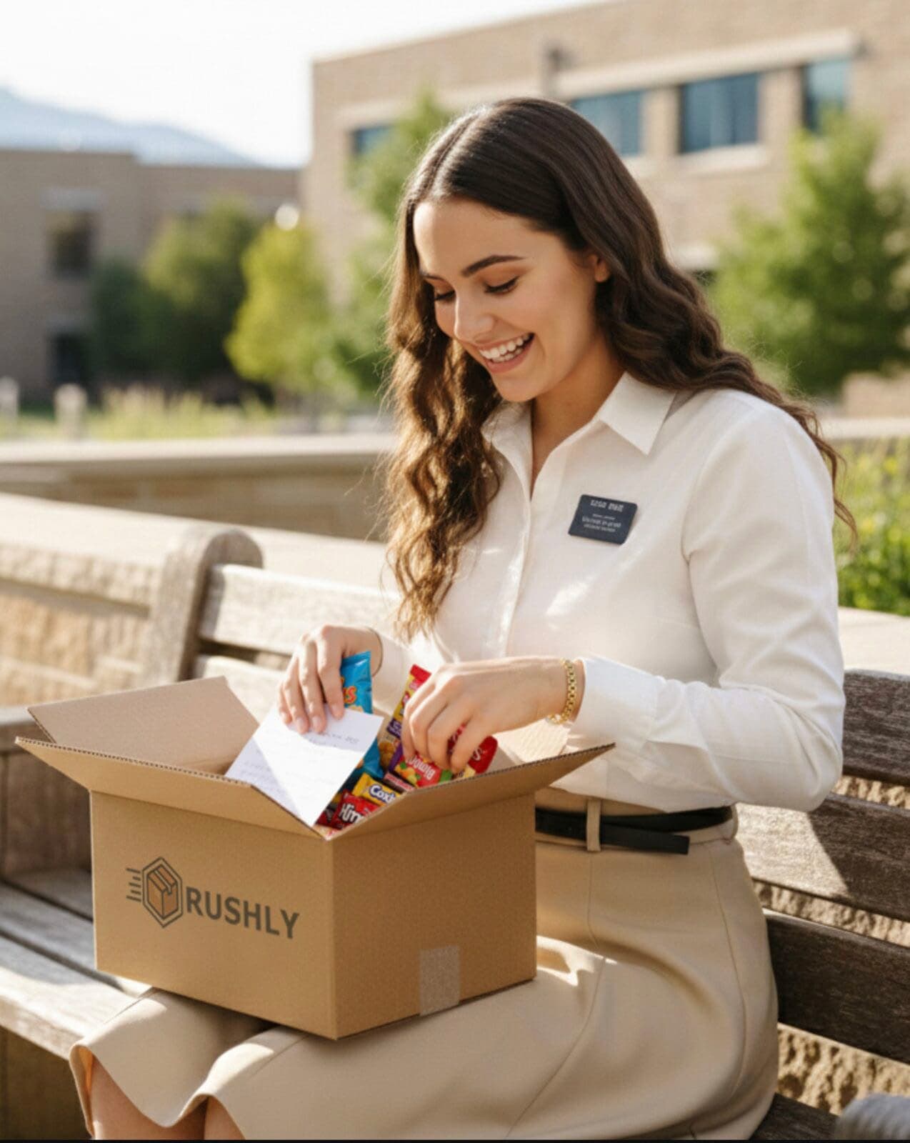 Missionary opening a care package